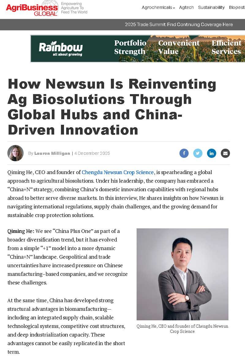 ABG專訪：新朝陽如何以中國創新與全球協作重塑農業生物解決方案